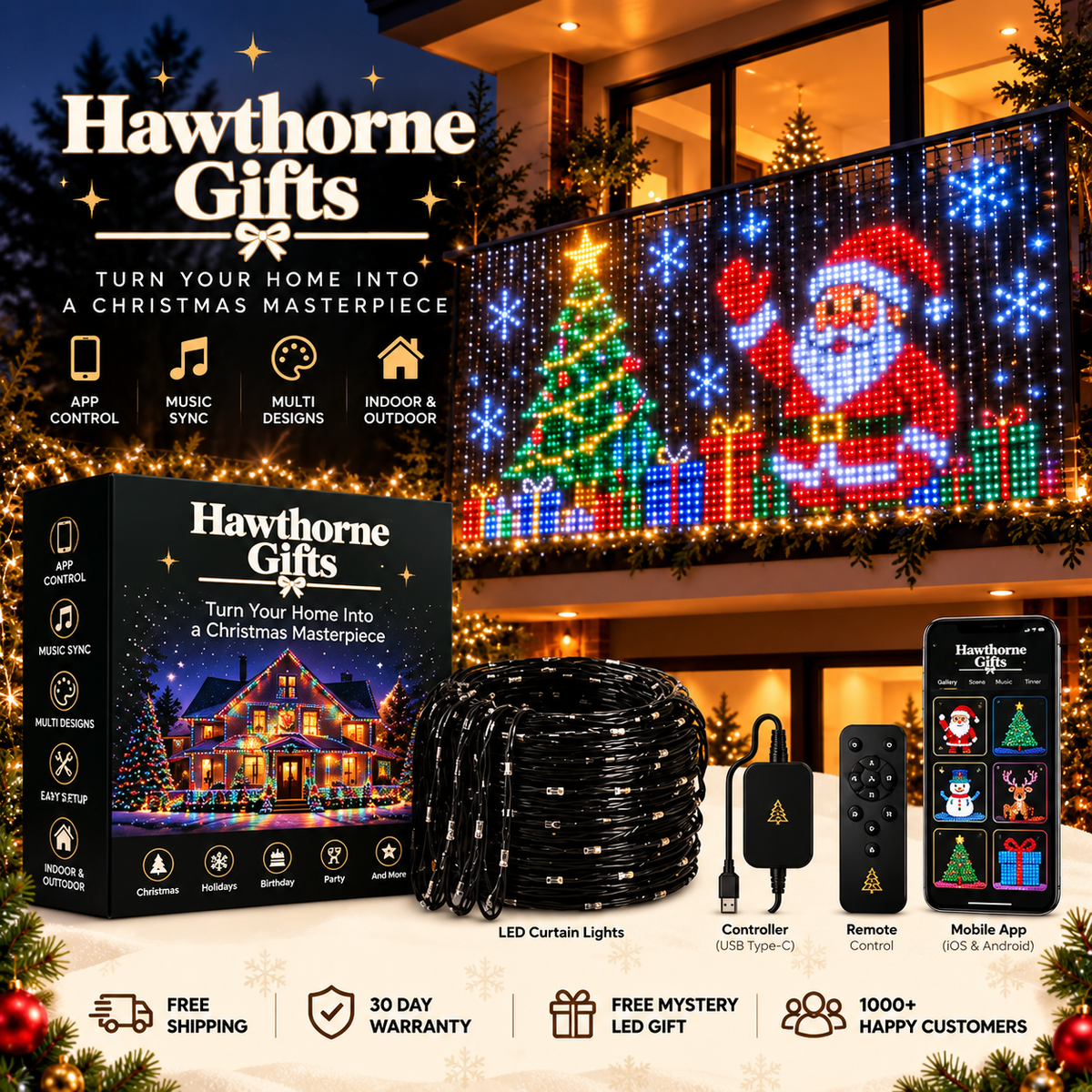 Smart Animated Christmas Balcony Lights